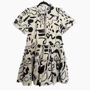 Hunter Bell Merritt Dress in Black and White Ink Line Medium
